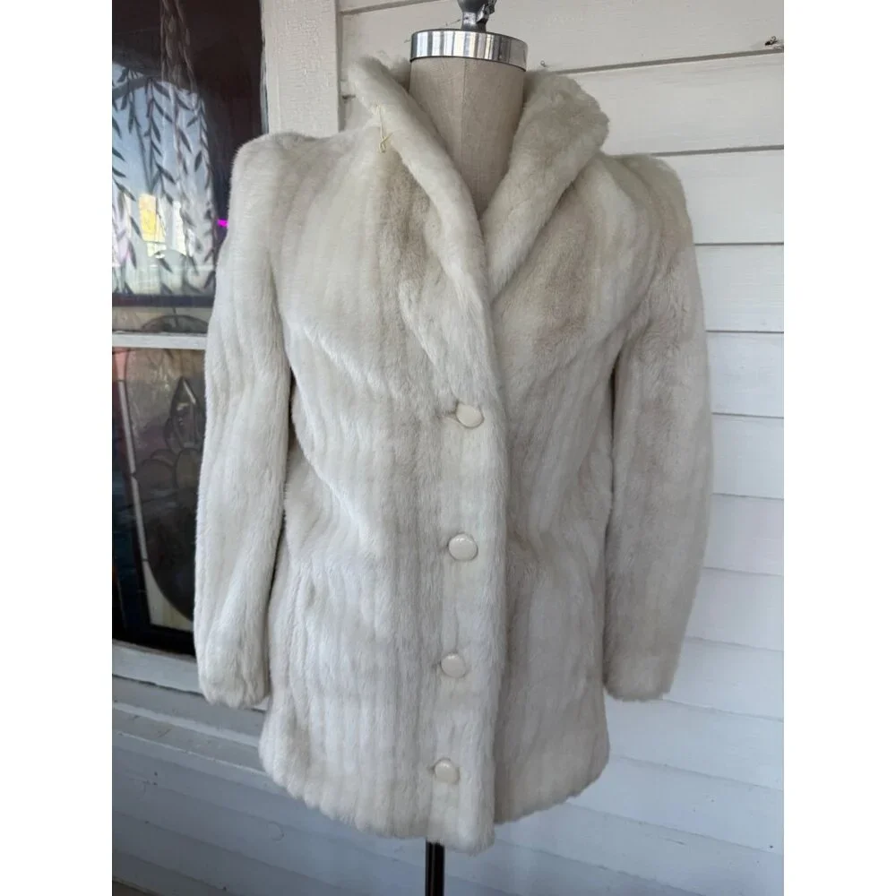Vintage 70's Candice Originals Faux Fur Gray/White Coat - Picture 1 of 16